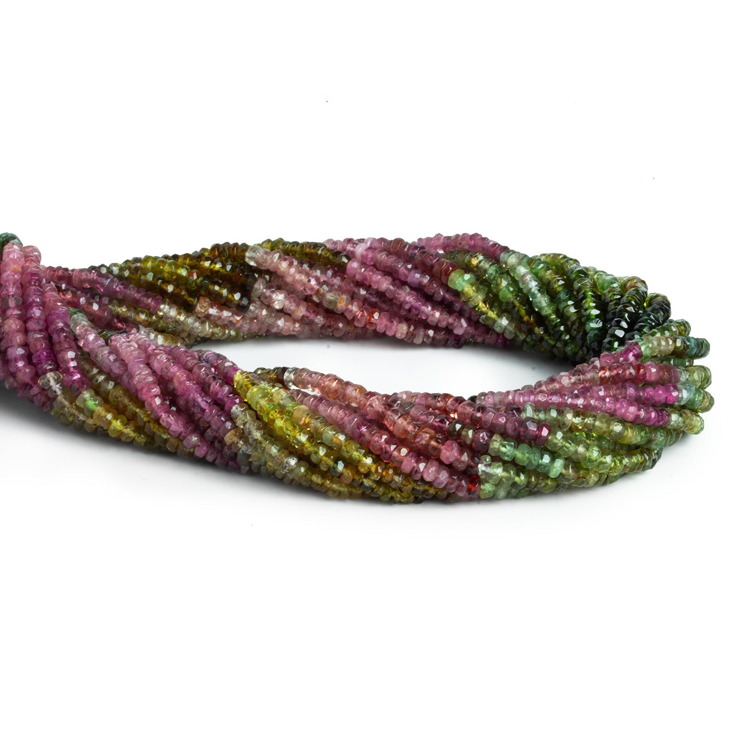 2.5 - 3mm Multicolor Tourmaline Faceted Rondelles 16 inch 210 beads - The Bead Traders