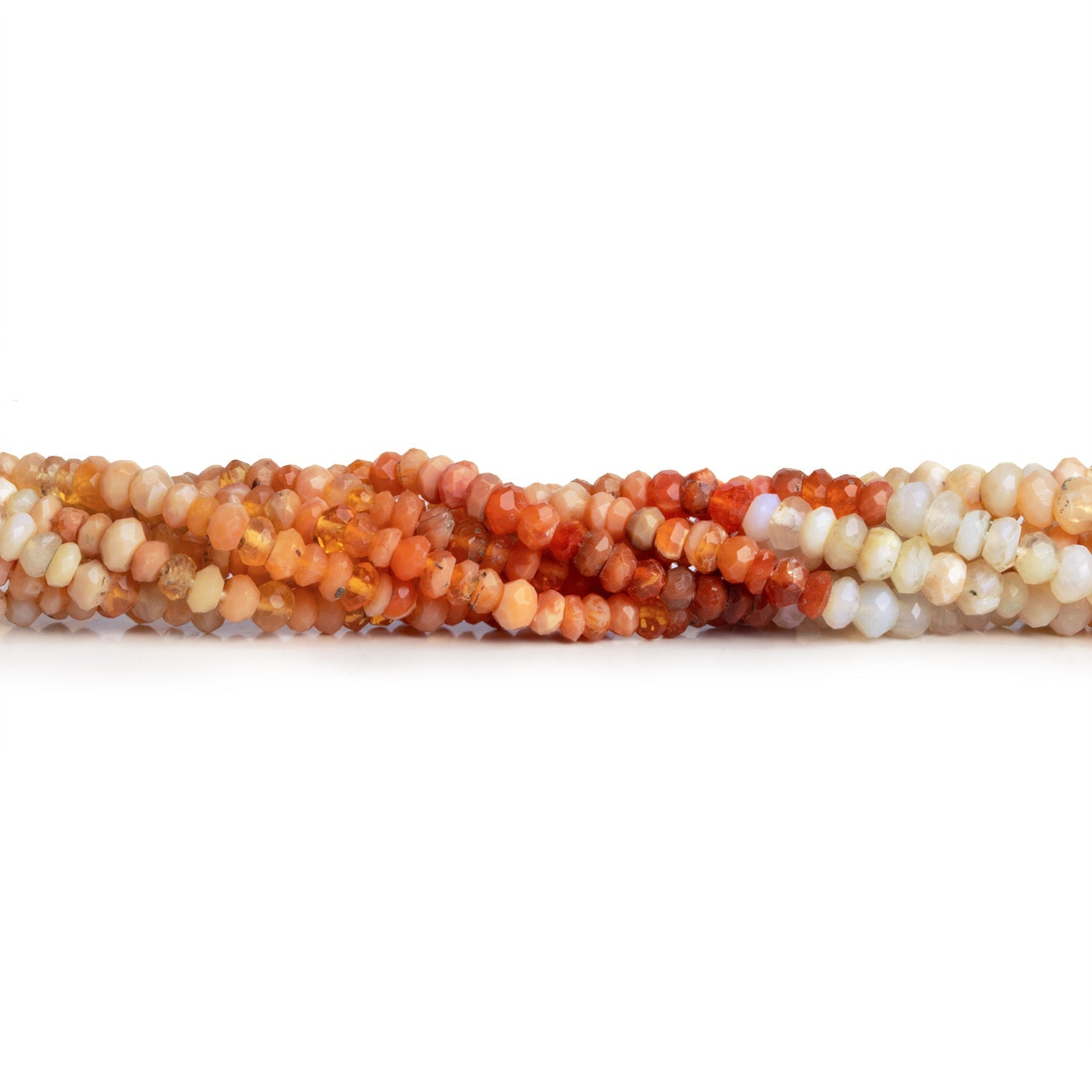 2.5 - 4mm Mexican Fire Opal Faceted Rondelles 15 inch 170 beads - The Bead Traders