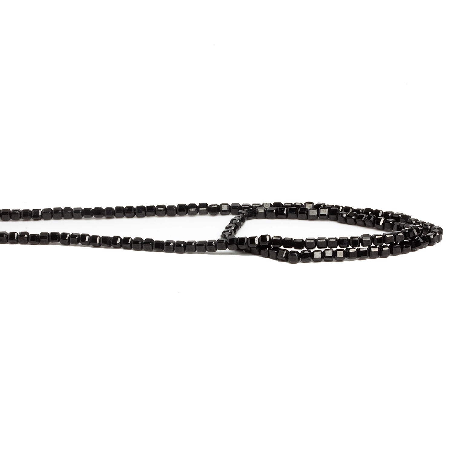 2.5mm Black Spinel Microfaceted Cubes 12 inch 125 beads - The Bead Traders