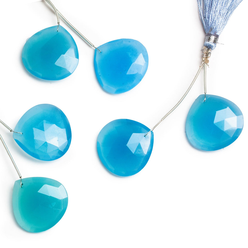 25mm Blue Chalcedony Faceted Heart Focals 2 Beads - The Bead Traders