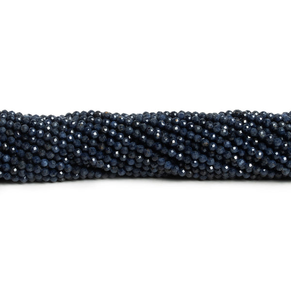2.5mm Blue Sapphire Microfaceted Rounds 12 inch 120 beads