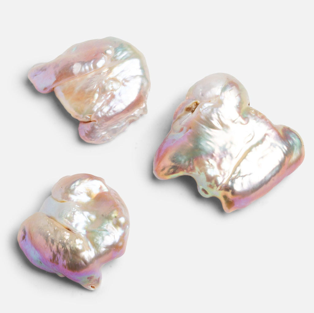 25mm Blush Pink Ultra Baroque Pearls - Lot of 3 Beads - The Bead Traders