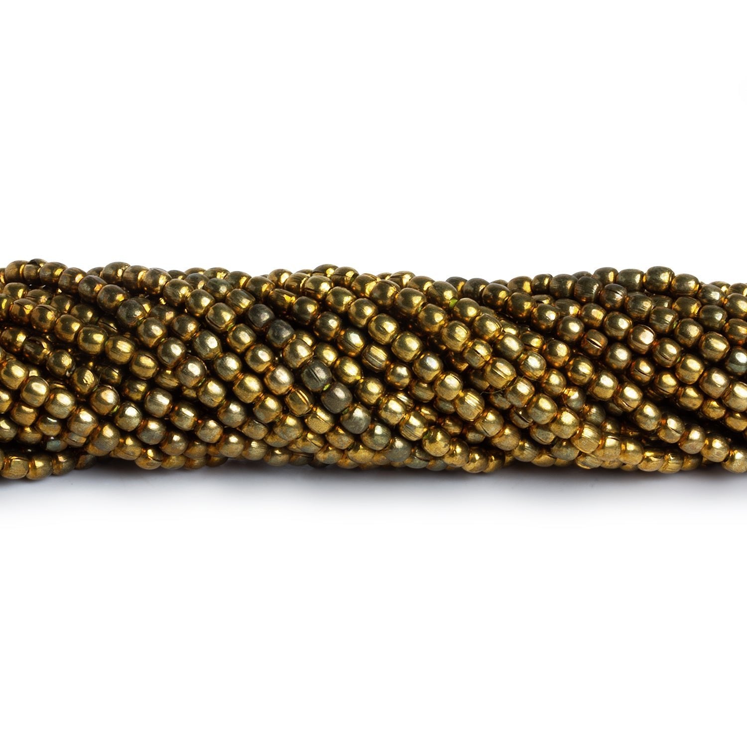 2.5mm Brass Barrel Rounds - Set of 4 Strands - The Bead Traders