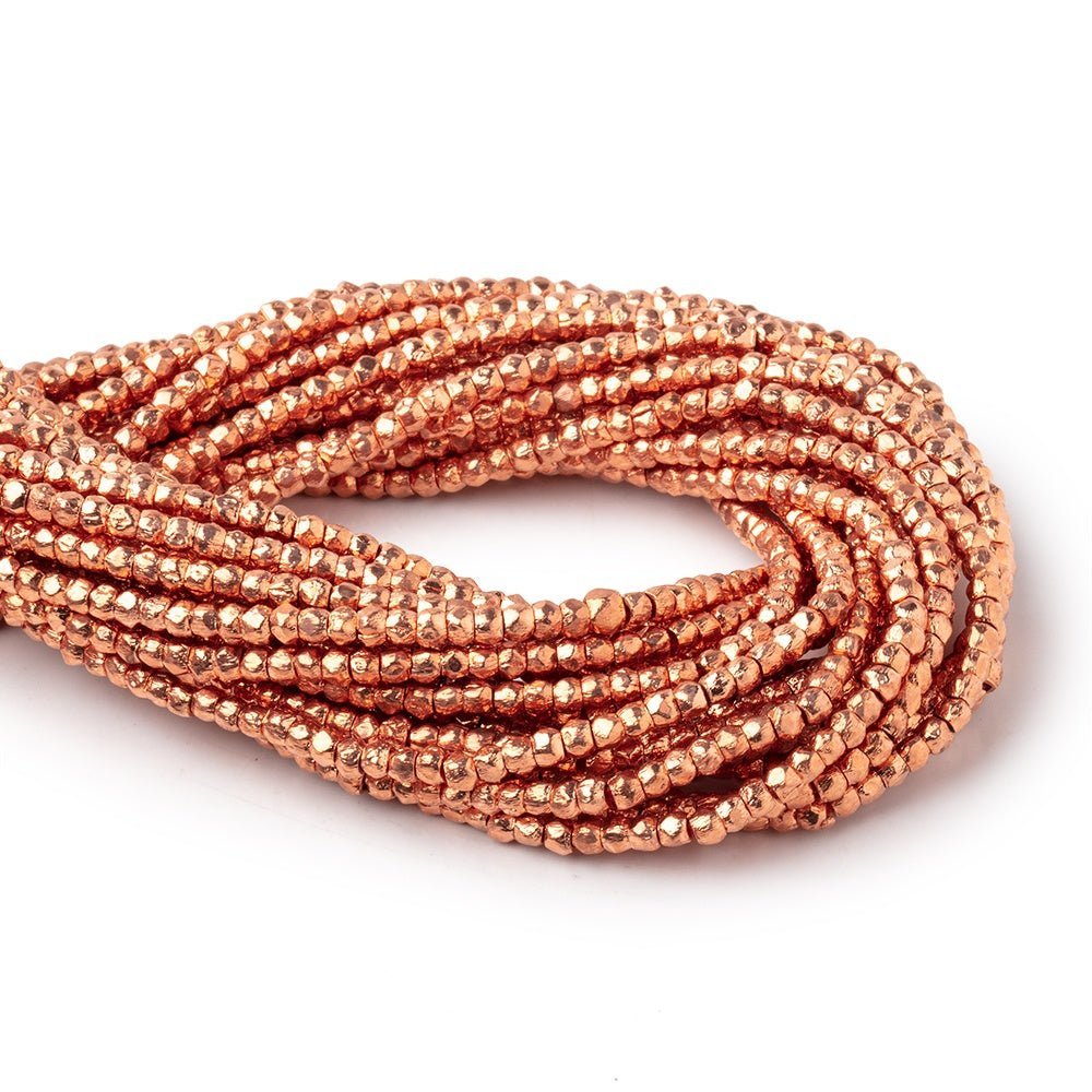 2.5mm Copper Faceted Nuggets 8 inch 99 beads - The Bead Traders