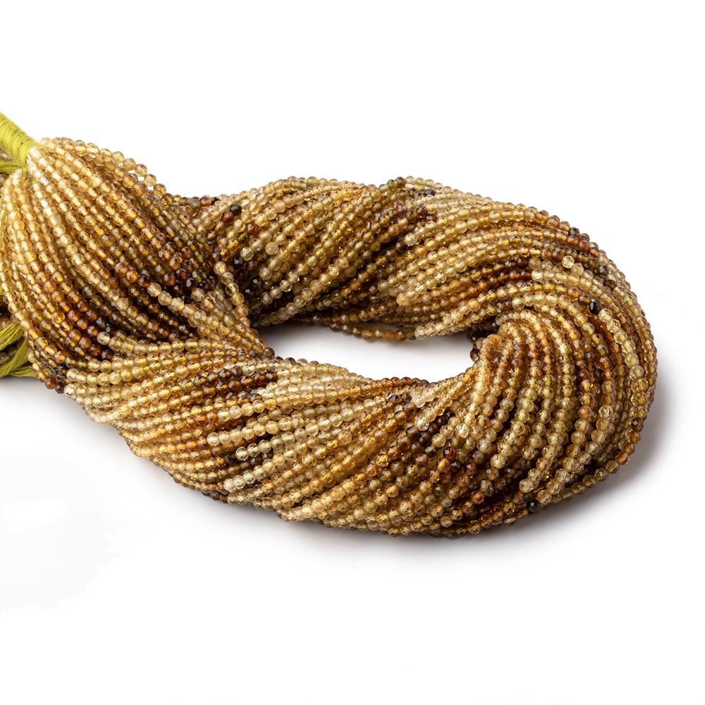 2.5mm Golden Multi Color Tourmaline Microfaceted Rounds 12.5 inch 139 Beads AAA - The Bead Traders