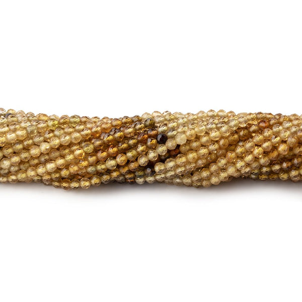 2.5mm Golden Multi Color Tourmaline Microfaceted Rounds 12.5 inch 139 Beads AAA