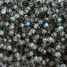 2.5mm Labradorite Faceted Round Black Gold Dangling Chain 110 beads - The Bead Traders