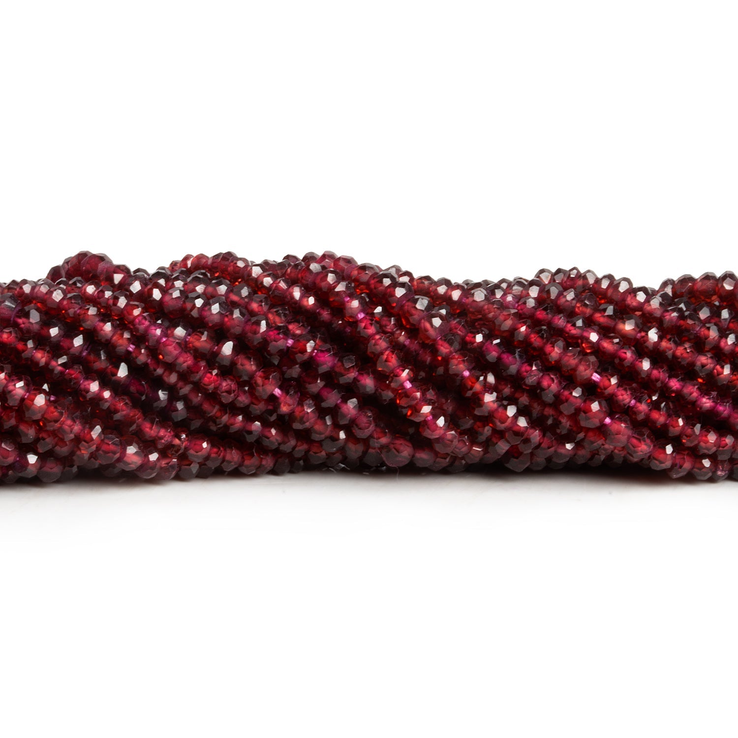 2.5mm Mozambique Garnet Faceted Rondelles 14 inch 215 beads - The Bead Traders