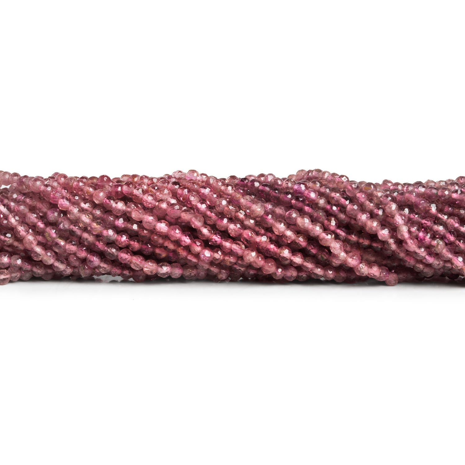 2.5mm Pink Tourmaline Faceted Rounds 14 inch 160 beads - The Bead Traders