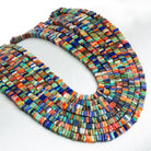 2.5mm Spiny Oyster, Lapis Lazuli & Turquoise Square Heishis 14 inch 320 beads - The Bead Traders