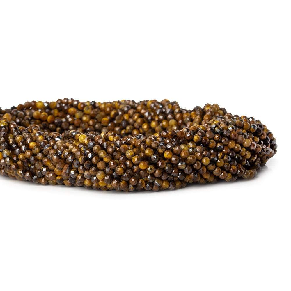 2.5mm Tiger's Eye Microfaceted Rounds 12 inch 130 beads - The Bead Traders