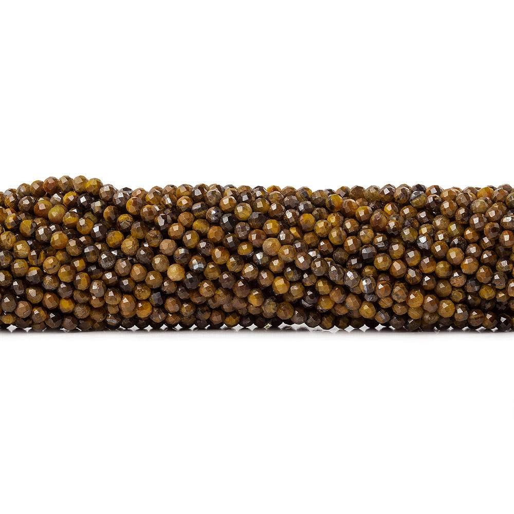 2.5mm Tiger's Eye Microfaceted Rounds 12 inch 130 beads - The Bead Traders