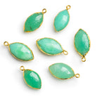 25x12mm Gold Leafed Chrysoprase Marquise Pendant 1 Bead - The Bead Traders