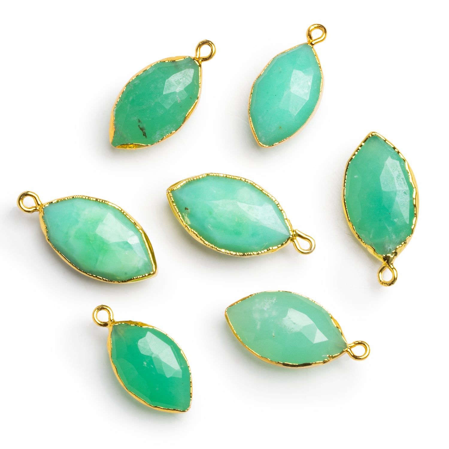 25x12mm Gold Leafed Chrysoprase Marquise Pendant 1 Bead - The Bead Traders