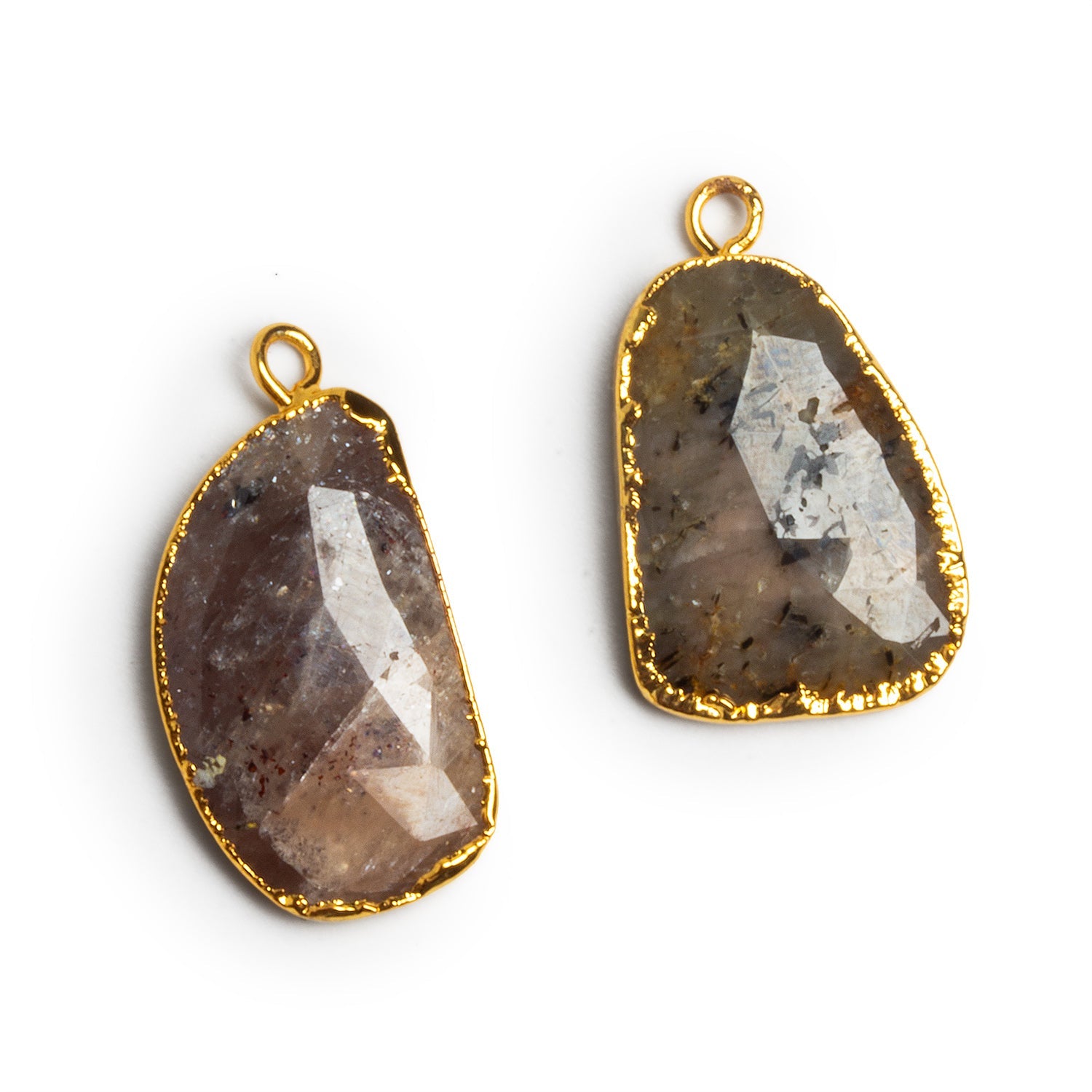 25x12mm Gold Leafed Sapphire Pendants Set of 2 Beads - The Bead Traders
