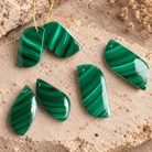 25x12mm Malachite Fancy Shape Focals 2 Beads - The Bead Traders