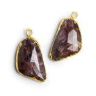 25x13mm Gold Leafed Sapphire Pendants Set of 2 Beads - The Bead Traders