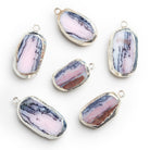 25x13mm Silver Leafed Pink Peruvian Opal Nugget Pendant 1 Bead - The Bead Traders