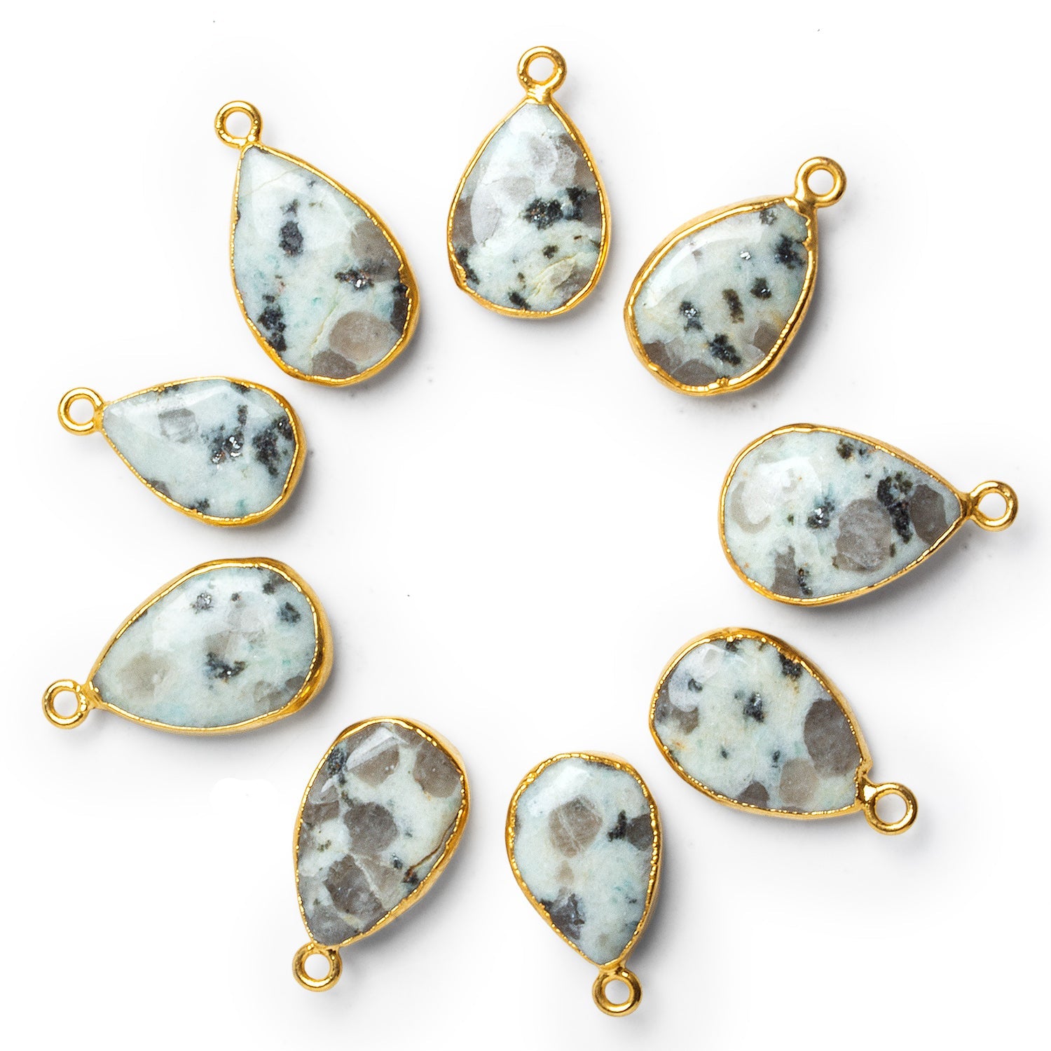 25x14mm Gold Leafed Jelly Jasper Pear Pendant 1 Bead - The Bead Traders