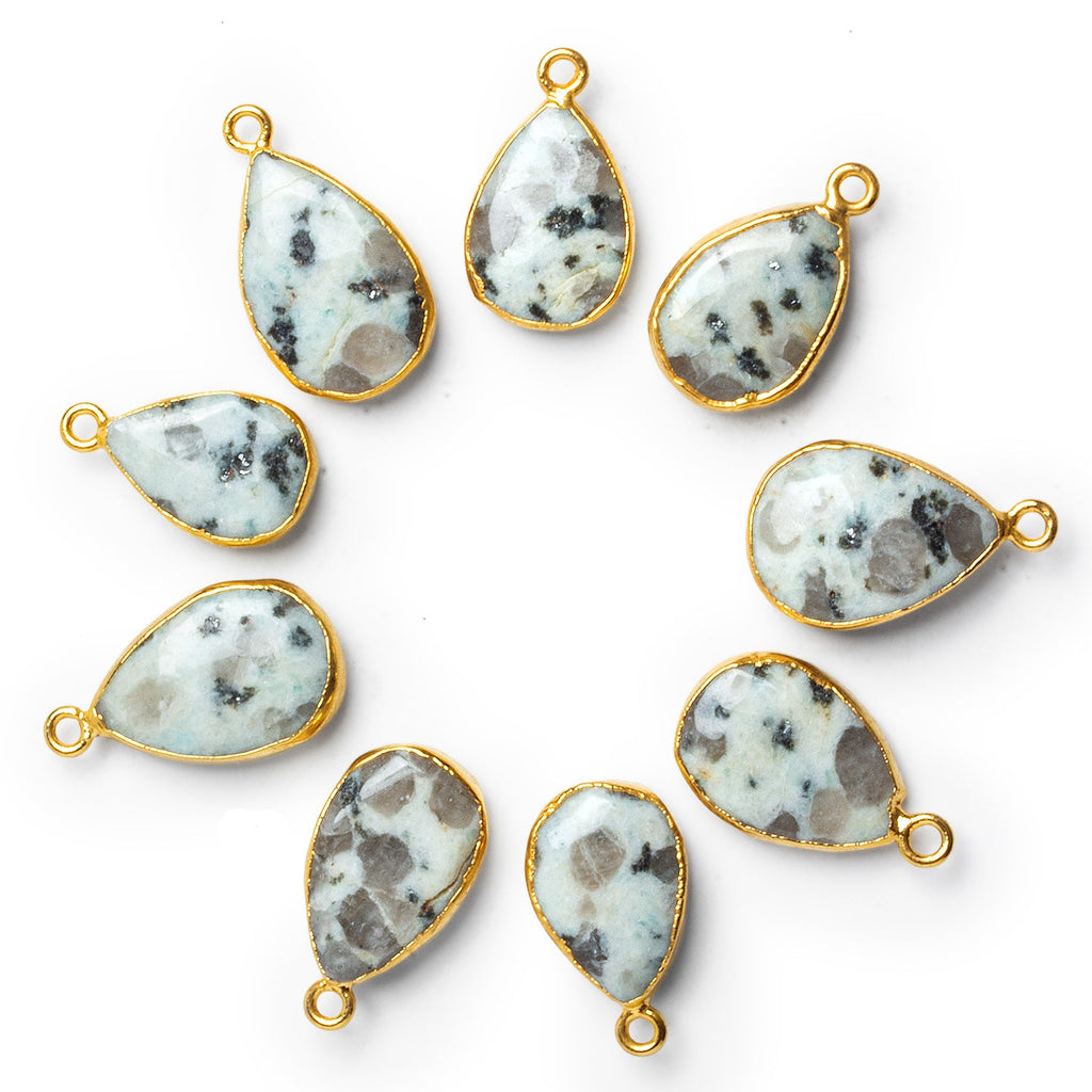 25x14mm Gold Leafed Jelly Jasper Pear Pendant 1 Bead - The Bead Traders