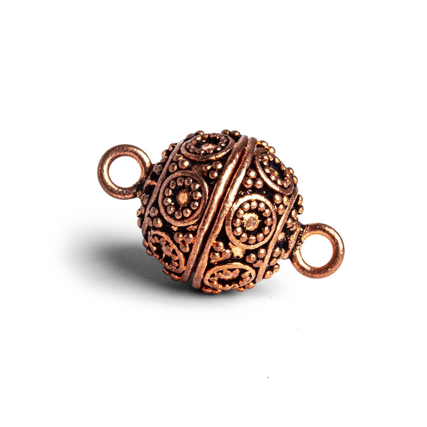 25x15mm Antiqued Copper Ring & Ball Magnetic Clasp 1 Bead - The Bead Traders
