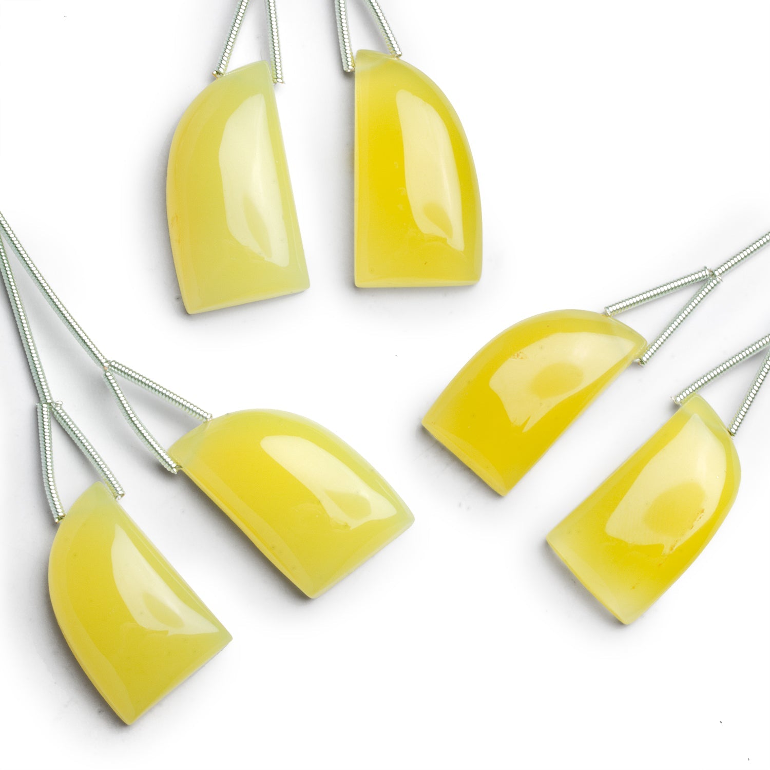 25x15mm Limoncello Yellow Chalcedony Fan Focals Set of 2 Beads - The Bead Traders