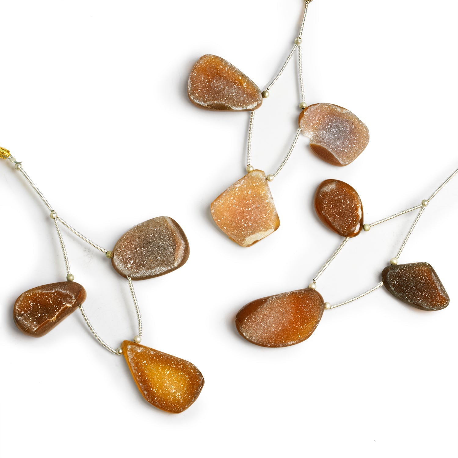 25x16mm Caramel Drusy Nugget Focals Set of 3 Beads - The Bead Traders