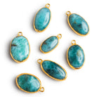25x16mm Gold Leafed Larimar Plain Oval Pendant 1 Bead - The Bead Traders