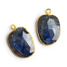 25x16mm Gold Leafed Sapphire Pendants Set of 2 Beads - The Bead Traders
