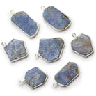 25x16mm Silver Leafed Sapphire Slice Pendant 1 Bead - The Bead Traders
