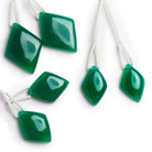 25x17mm Dark Green Chalcedony Diamond Focals Set of 2 Beads - The Bead Traders