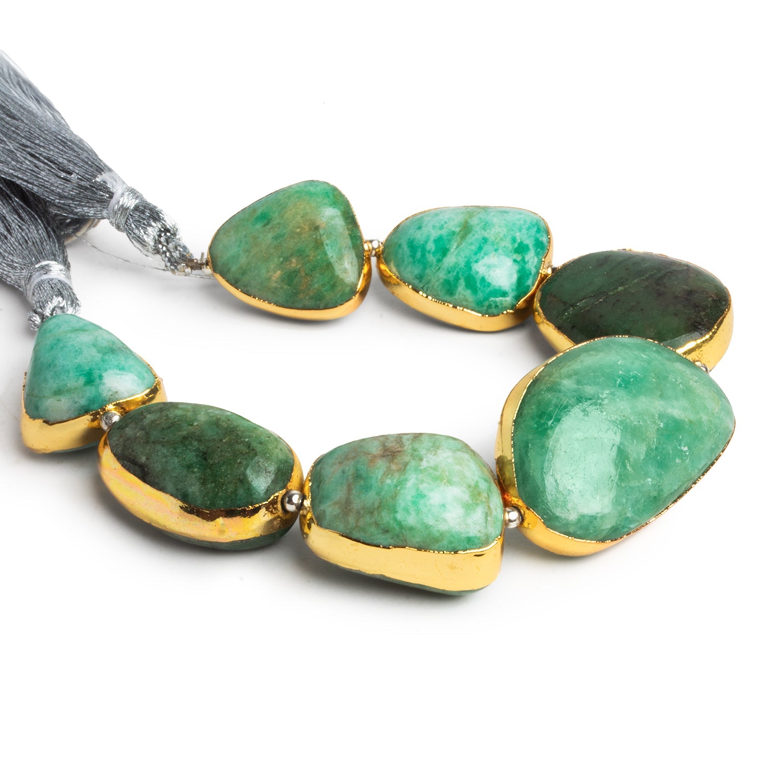 25x17mm Gold Leafed Russian Emerald Nuggets 6 inch 7 beads - The Bead Traders