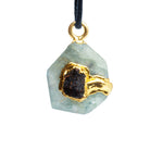 25x18mm Double Leafed Aquamarine w/ Garnet Pendant 1 Bead - The Bead Traders
