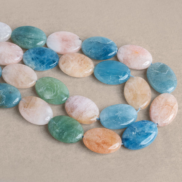 25x18mm Multi Beryl Plain Ovals 17 inch 17 beads