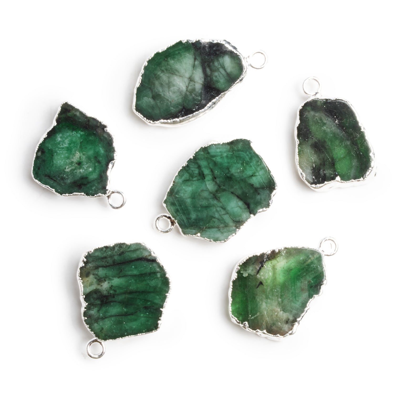 25x19mm Emerald Slice Silver Leafed Pendant 1 Bead - The Bead Traders
