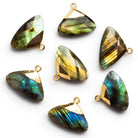 25x19mm Gold Leafed Labradorite Fan Pendant 1 Bead - The Bead Traders