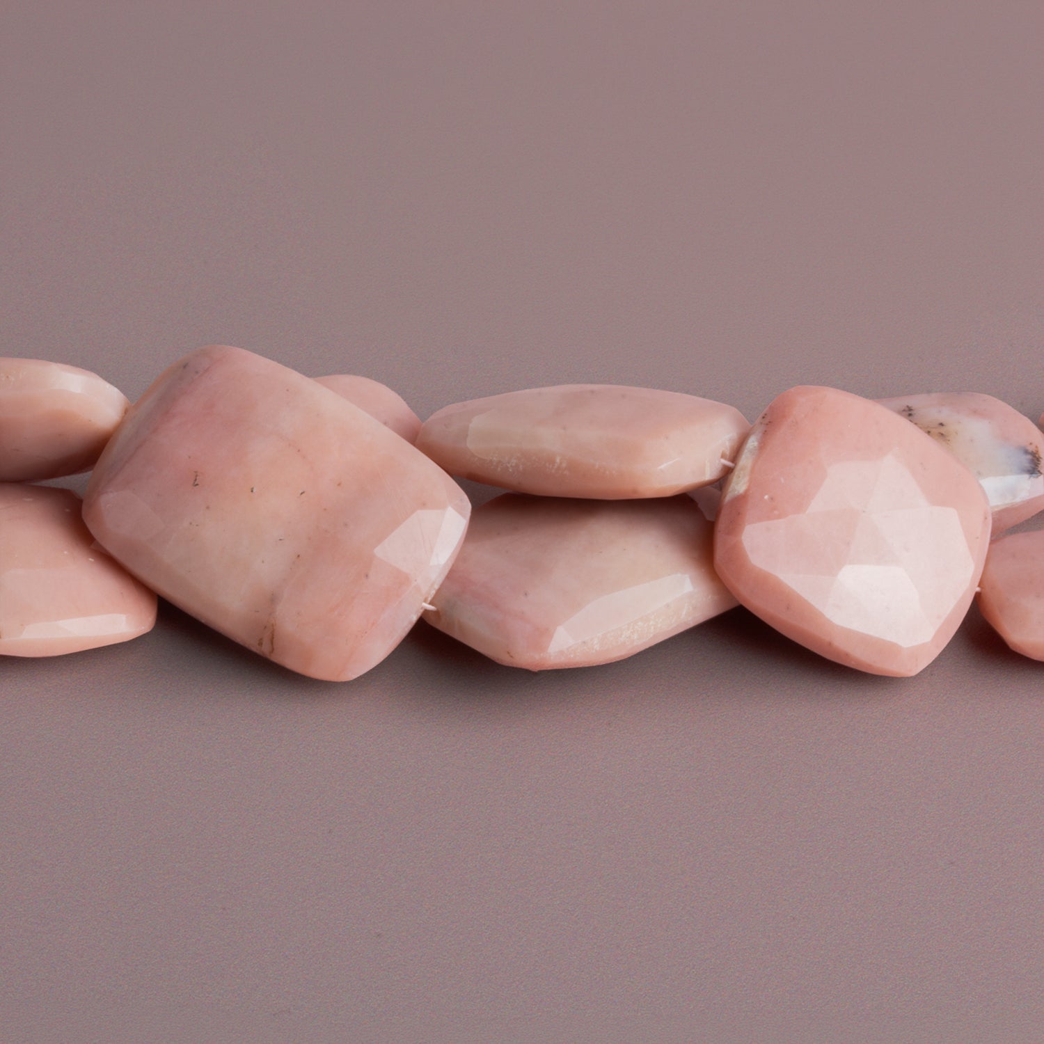 25x20mm Pink Peruvian Opal Faceted Rectangles 8 inch 8 beads - The Bead Traders