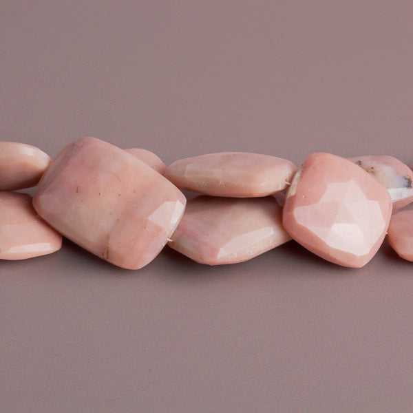 25x20mm Pink Peruvian Opal Faceted Rectangles 8 inch 8 beads