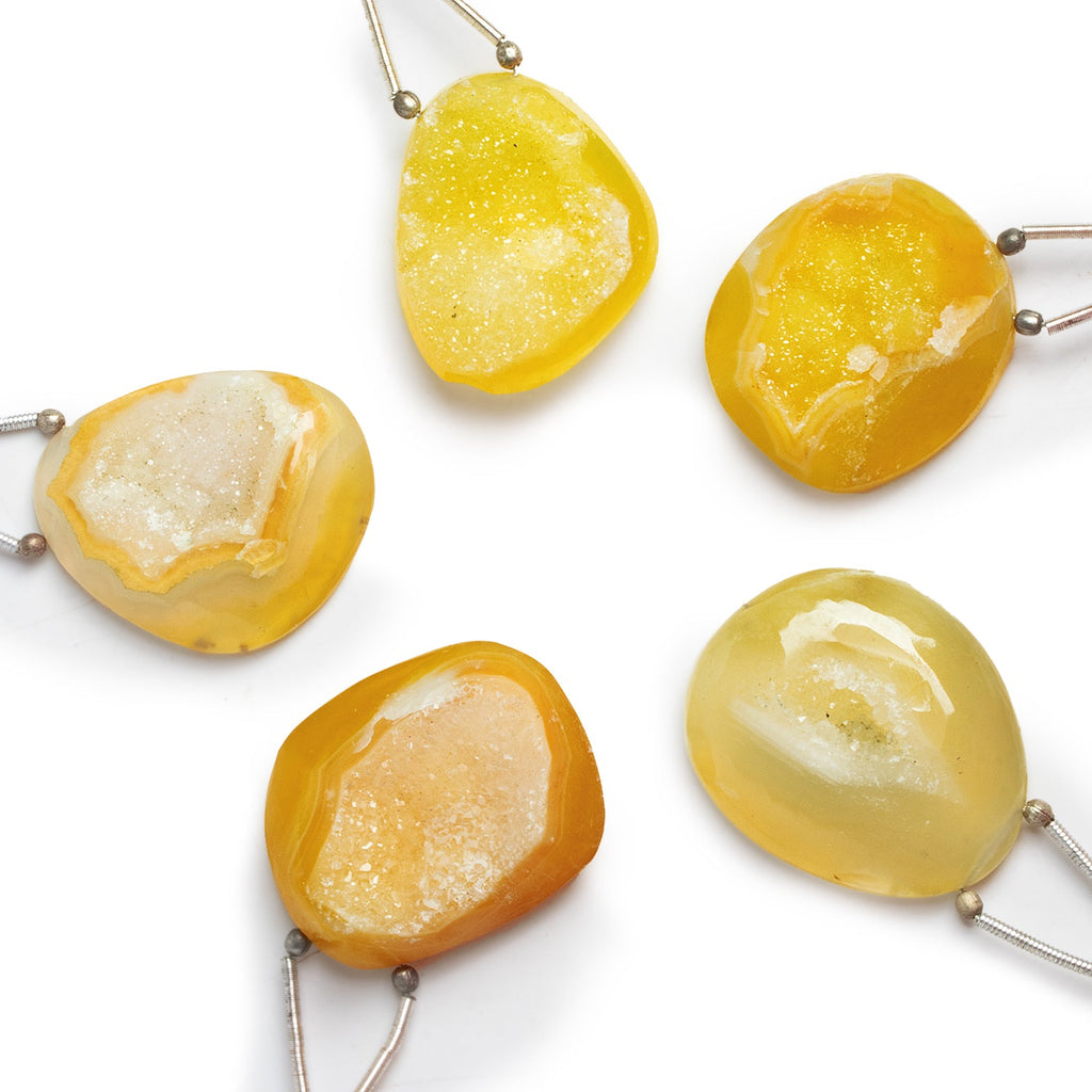 25x21mm Lemon Yellow Drusy Nugget Focal 1 Bead - The Bead Traders