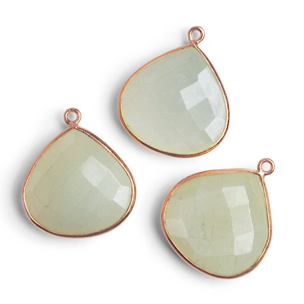 26mm Rose Gold Bezeled White Moonstone Heart Pendant 1 Bead - The Bead Traders