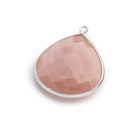 26mm Silver Bezeled Angel Skin Peach Moonstone Heart Pendant 1 Bead - The Bead Traders
