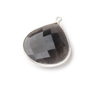 26mm Silver Bezeled Dark Grey Moonstone Heart Pendant 1 Bead - The Bead Traders