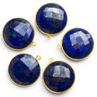 26mm Vermeil Bezeled Lapis Lazuli Coin Connector 1 Bead - The Bead Traders