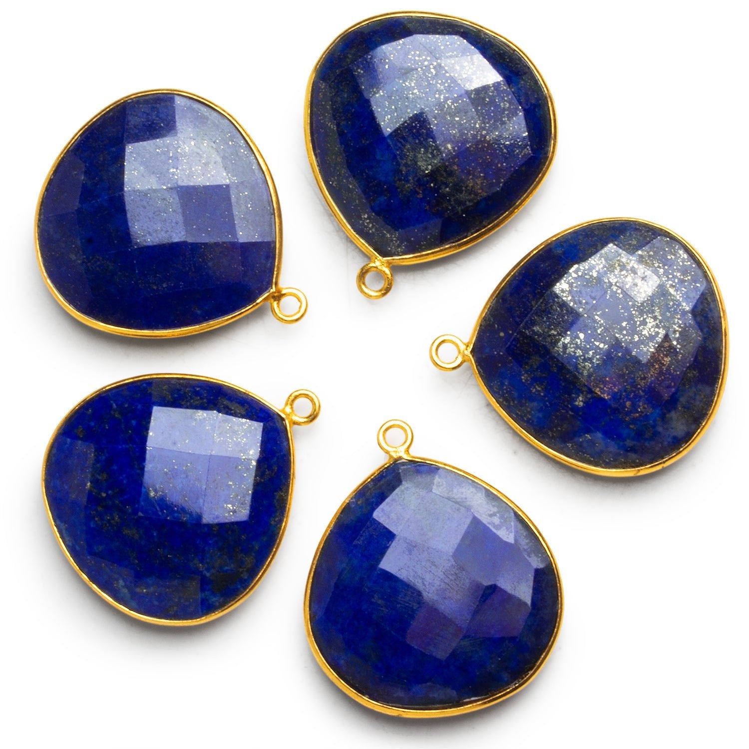 26mm Vermeil Bezeled Lapis Lazuli Heart Pendant 1 Bead - The Bead Traders
