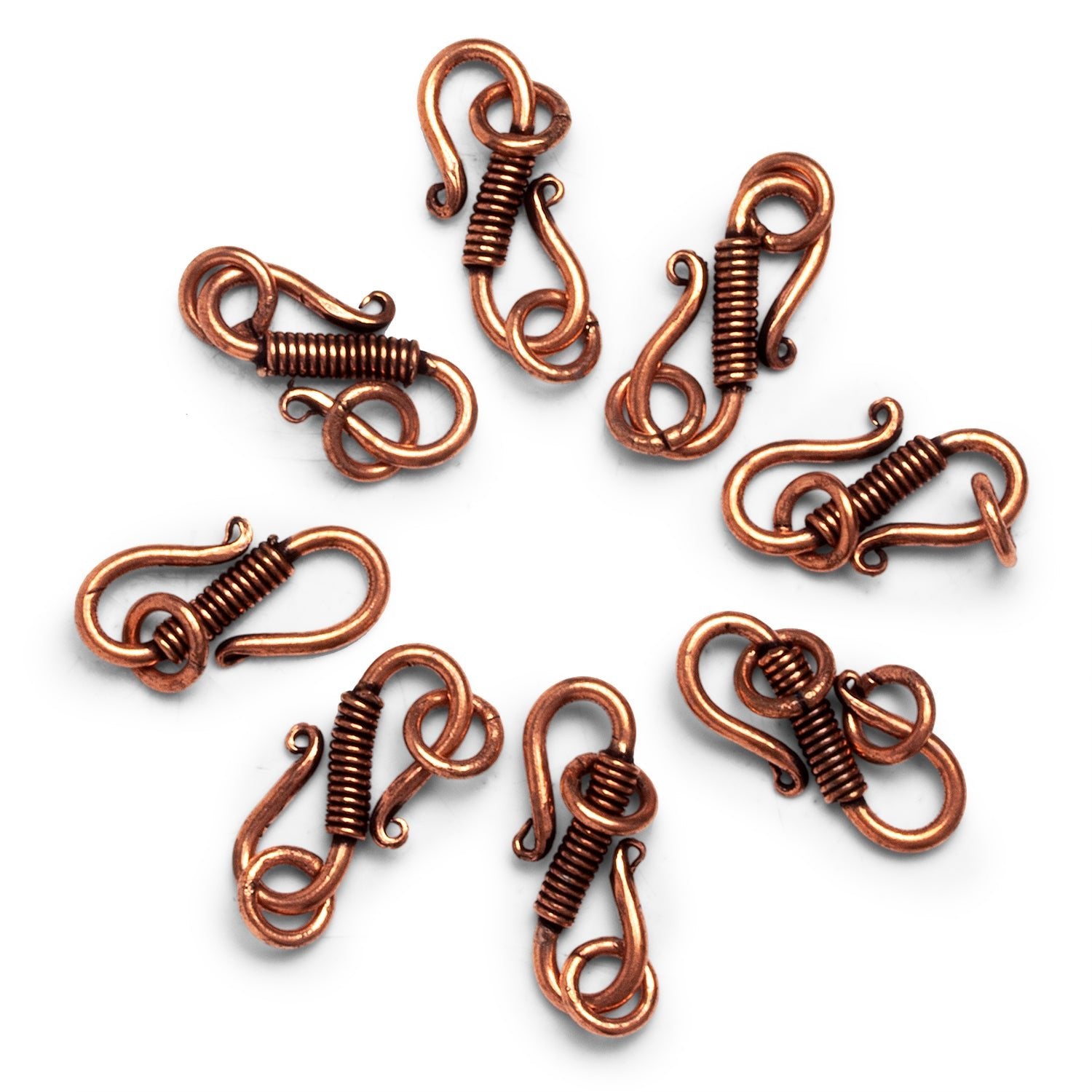26x10mm Copper S Hook Clasp 1 Bead - The Bead Traders