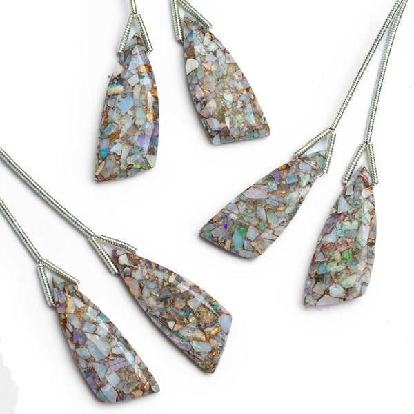 26x10mm Mosaic Australian Opal Fancy Focals 2 Beads
