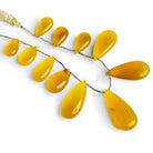 26x13mm Canary Yellow Chalcedony Plain Pears 7 inch 11 beads - The Bead Traders