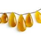 26x13mm Canary Yellow Chalcedony Plain Pears 7 inch 11 beads - The Bead Traders