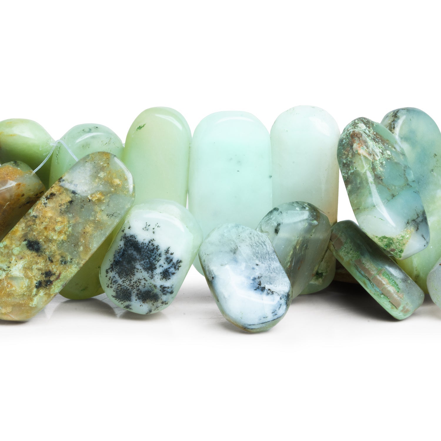 26x14mm Blue Peruvian Opal Elongated Ovals 10 inch 22 beads - The Bead Traders