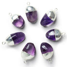 26x15mm Silver Leafed Amethyst Plain Nugget Pendant 1 Bead - The Bead Traders